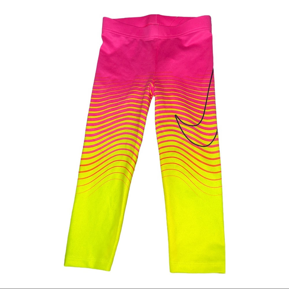 Nike Girls 3T pink and yellow leggings NWT